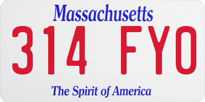 MA license plate 314FY0
