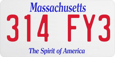 MA license plate 314FY3