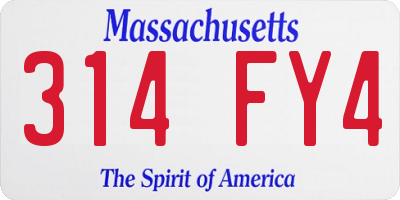 MA license plate 314FY4