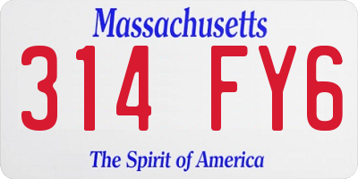 MA license plate 314FY6