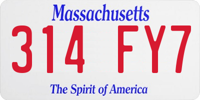 MA license plate 314FY7