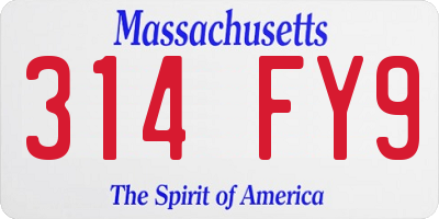 MA license plate 314FY9