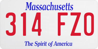 MA license plate 314FZ0