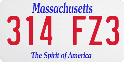 MA license plate 314FZ3