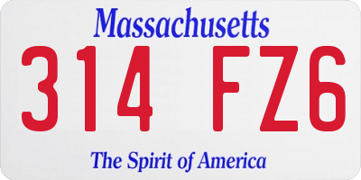 MA license plate 314FZ6