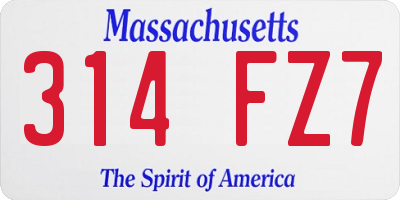 MA license plate 314FZ7