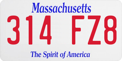 MA license plate 314FZ8