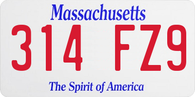 MA license plate 314FZ9