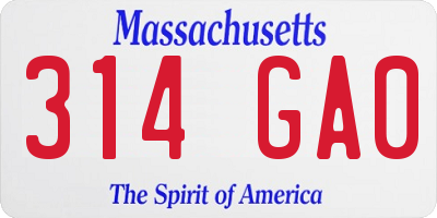 MA license plate 314GA0