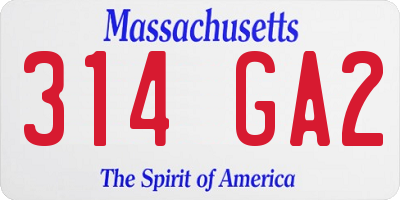 MA license plate 314GA2