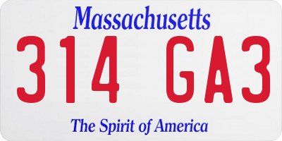 MA license plate 314GA3