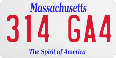 MA license plate 314GA4