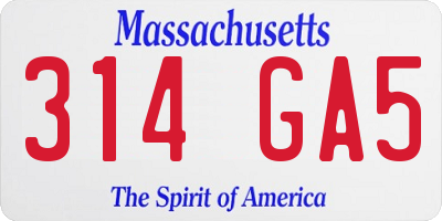 MA license plate 314GA5