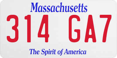 MA license plate 314GA7