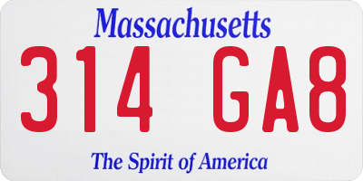 MA license plate 314GA8