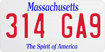 MA license plate 314GA9