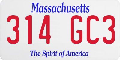 MA license plate 314GC3