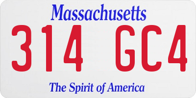 MA license plate 314GC4