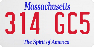 MA license plate 314GC5