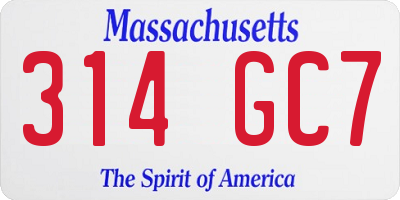 MA license plate 314GC7