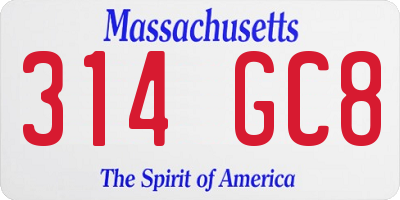 MA license plate 314GC8