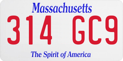 MA license plate 314GC9