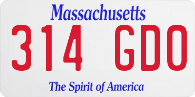 MA license plate 314GD0