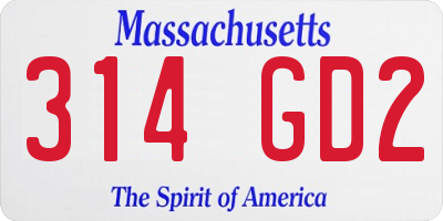 MA license plate 314GD2