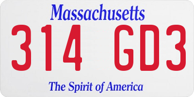 MA license plate 314GD3