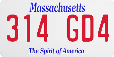 MA license plate 314GD4