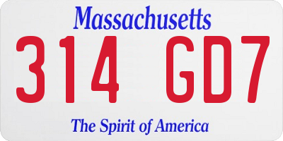 MA license plate 314GD7