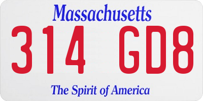 MA license plate 314GD8
