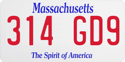 MA license plate 314GD9