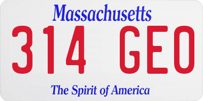 MA license plate 314GE0