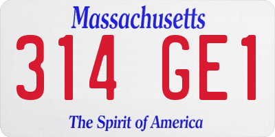 MA license plate 314GE1