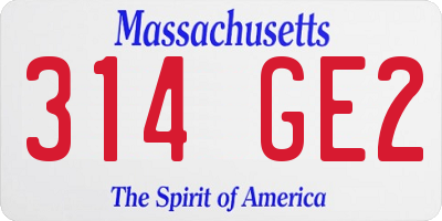MA license plate 314GE2