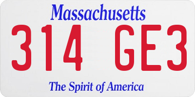 MA license plate 314GE3