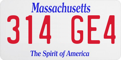 MA license plate 314GE4