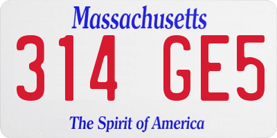 MA license plate 314GE5