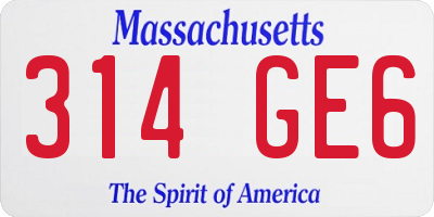 MA license plate 314GE6