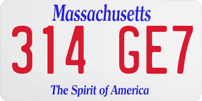 MA license plate 314GE7