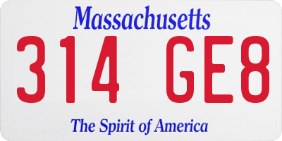 MA license plate 314GE8