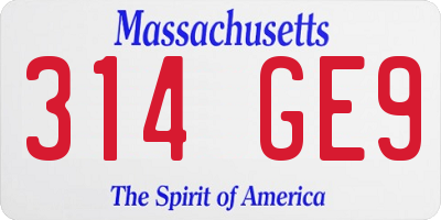 MA license plate 314GE9