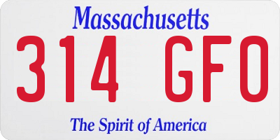 MA license plate 314GF0