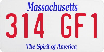 MA license plate 314GF1