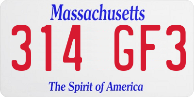 MA license plate 314GF3
