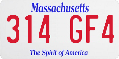 MA license plate 314GF4