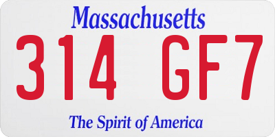 MA license plate 314GF7