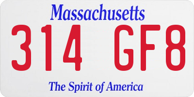 MA license plate 314GF8