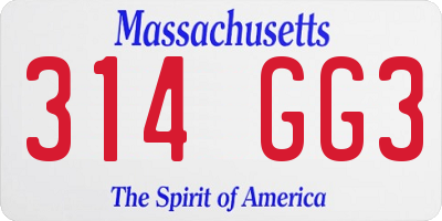 MA license plate 314GG3